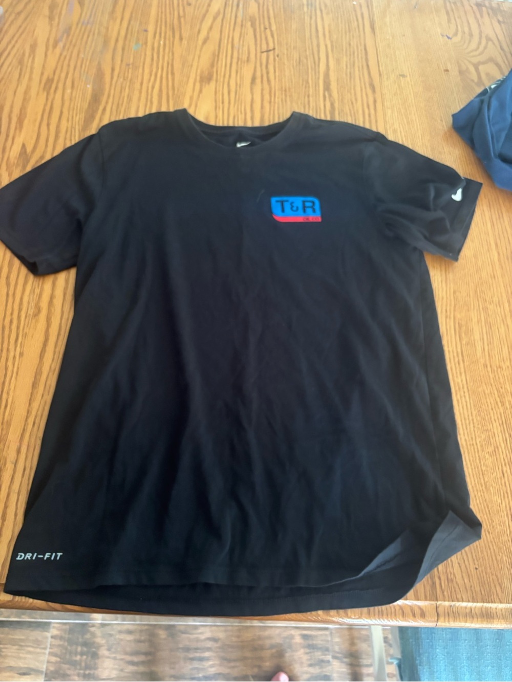 Nike Black Short Sleeve Dri-FIT Tee with Blue & Red T&R Patch